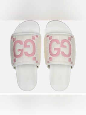NEW GUCCI LADIES WHITE JUMBO GG SLIDES SANDALS FLIP FLOPS SHOES 41/US 11
